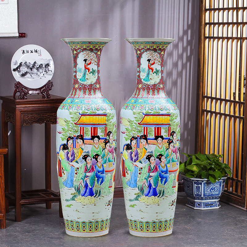Large Chinese Hand Painted Dragon Ceramic Blue and White Porcelain Floor Vases