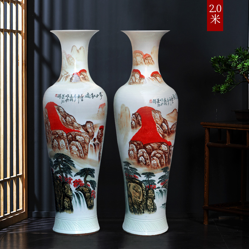 Large Chinese Hand Painted Dragon Ceramic Blue and White Porcelain Floor Vases