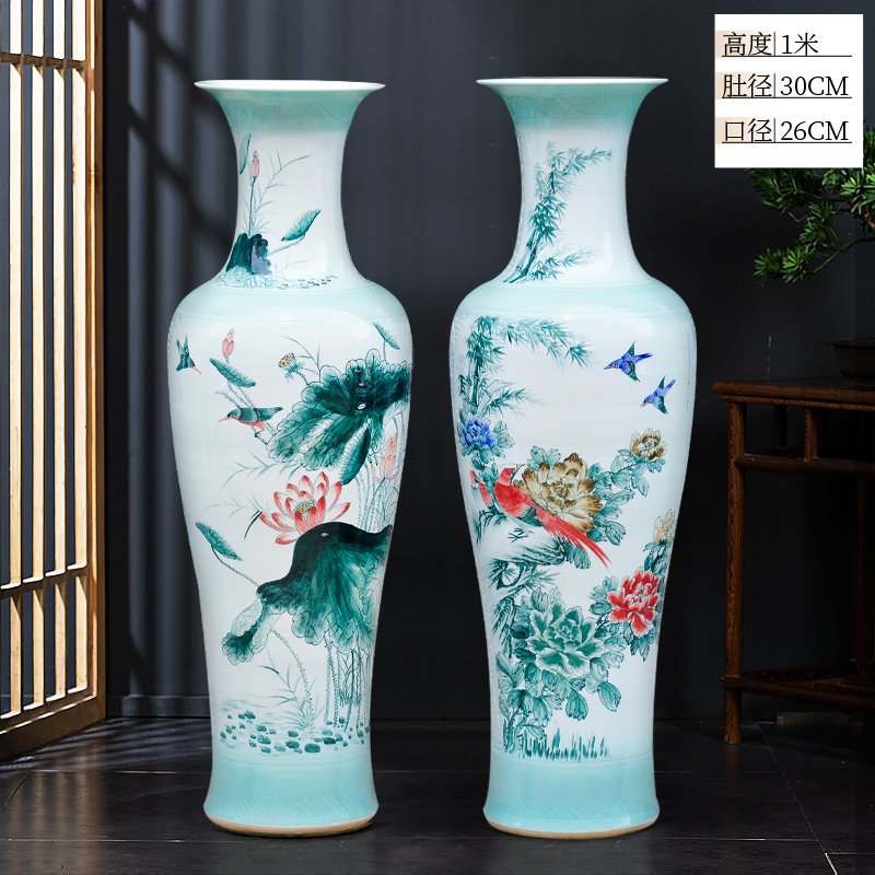 Large Chinese Hand Painted Dragon Ceramic Blue and White Porcelain Floor Vases