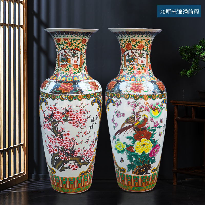 Large Chinese Hand Painted Dragon Ceramic Blue and White Porcelain Floor Vases