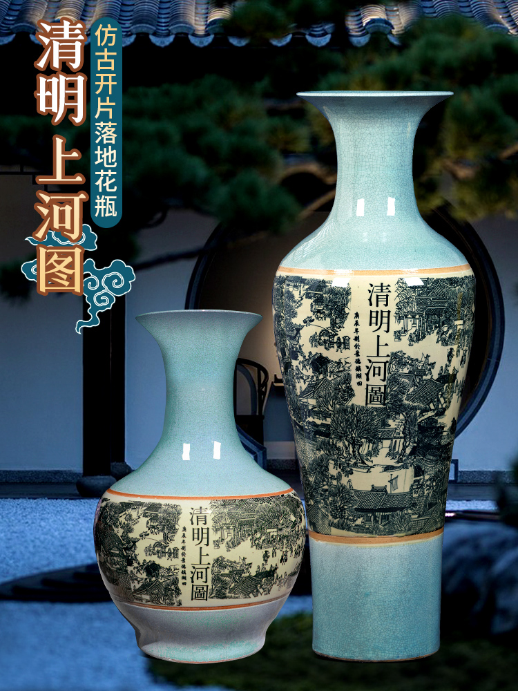 Large Chinese Hand Painted Dragon Ceramic Blue and White Porcelain Floor Vases