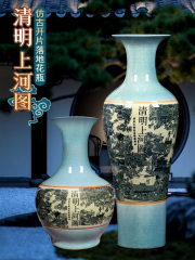 Large Chinese Hand Painted Dragon Ceramic Blue and White Porcelain Floor Vases