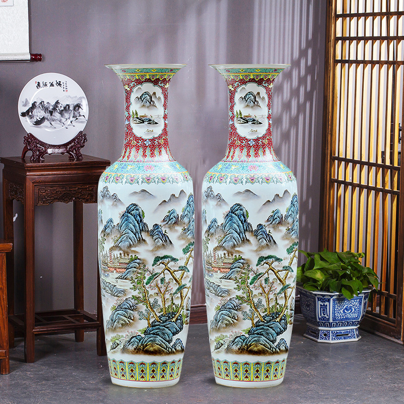Large Chinese Hand Painted Dragon Ceramic Blue and White Porcelain Floor Vases