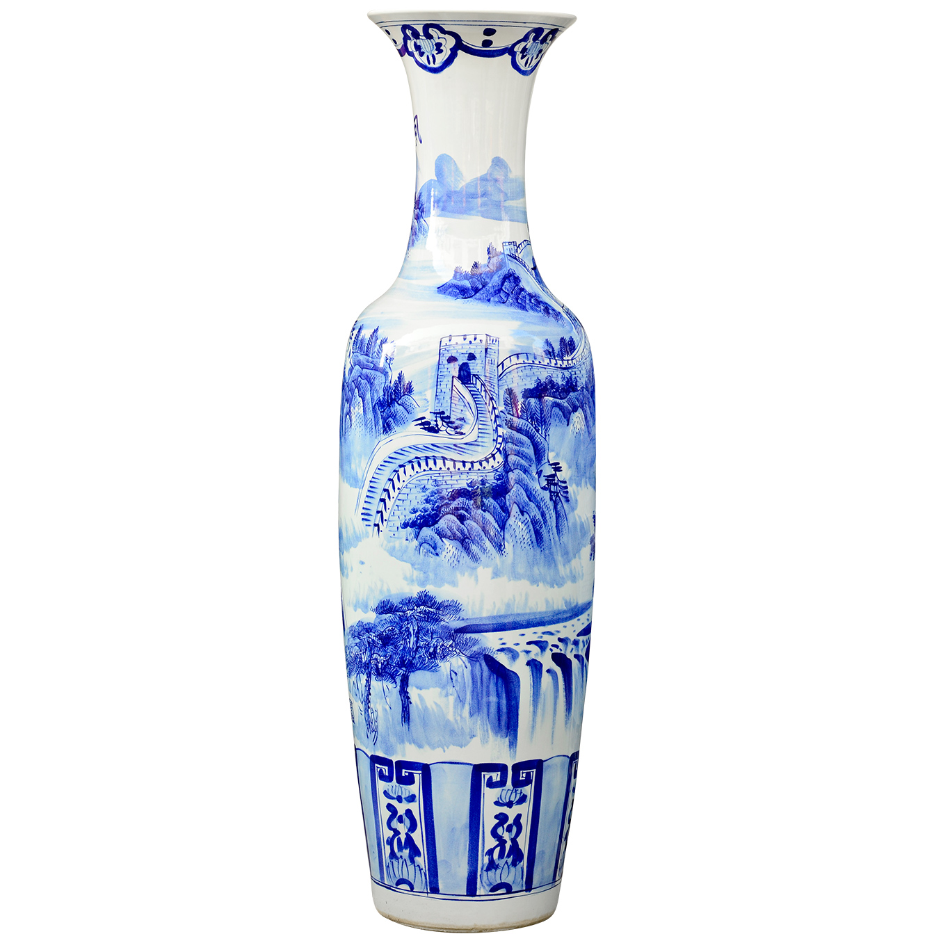Large Chinese Hand Painted Dragon Ceramic Blue and White Porcelain Floor Vases