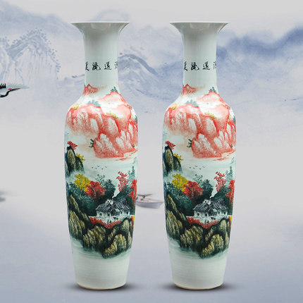 Large Chinese Hand Painted Dragon Ceramic Blue and White Porcelain Floor Vases
