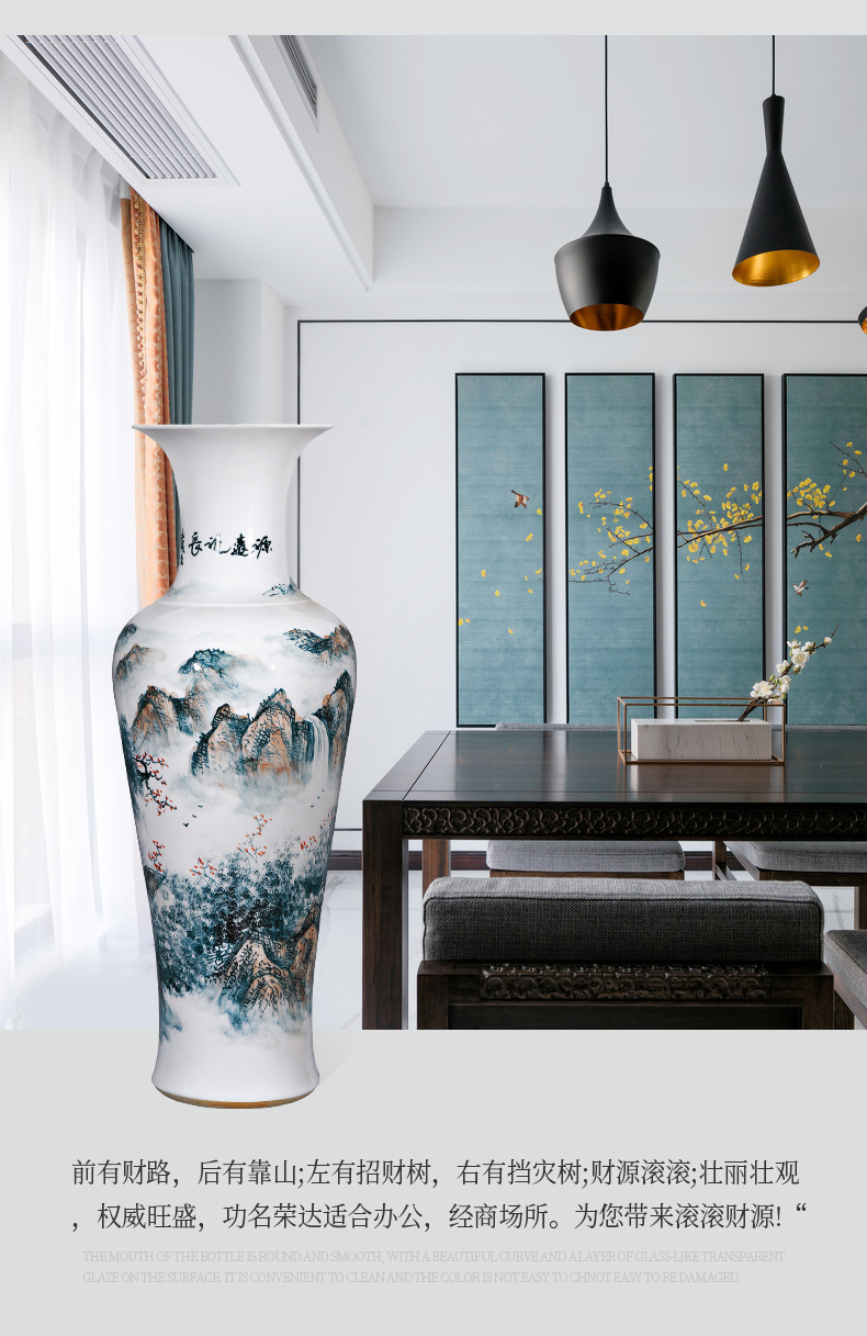 Large Chinese Hand Painted Dragon Ceramic Blue and White Porcelain Floor Vases