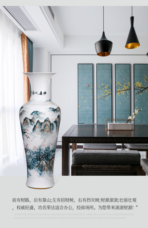Large Chinese Hand Painted Dragon Ceramic Blue and White Porcelain Floor Vases