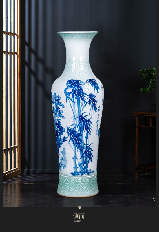 Large Chinese Hand Painted Dragon Ceramic Blue and White Porcelain Floor Vases