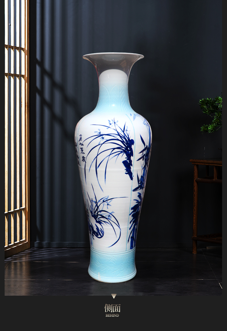 Large Chinese Hand Painted Dragon Ceramic Blue and White Porcelain Floor Vases