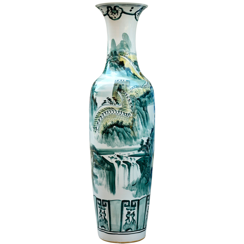 Large Chinese Hand Painted Dragon Ceramic Blue and White Porcelain Floor Vases