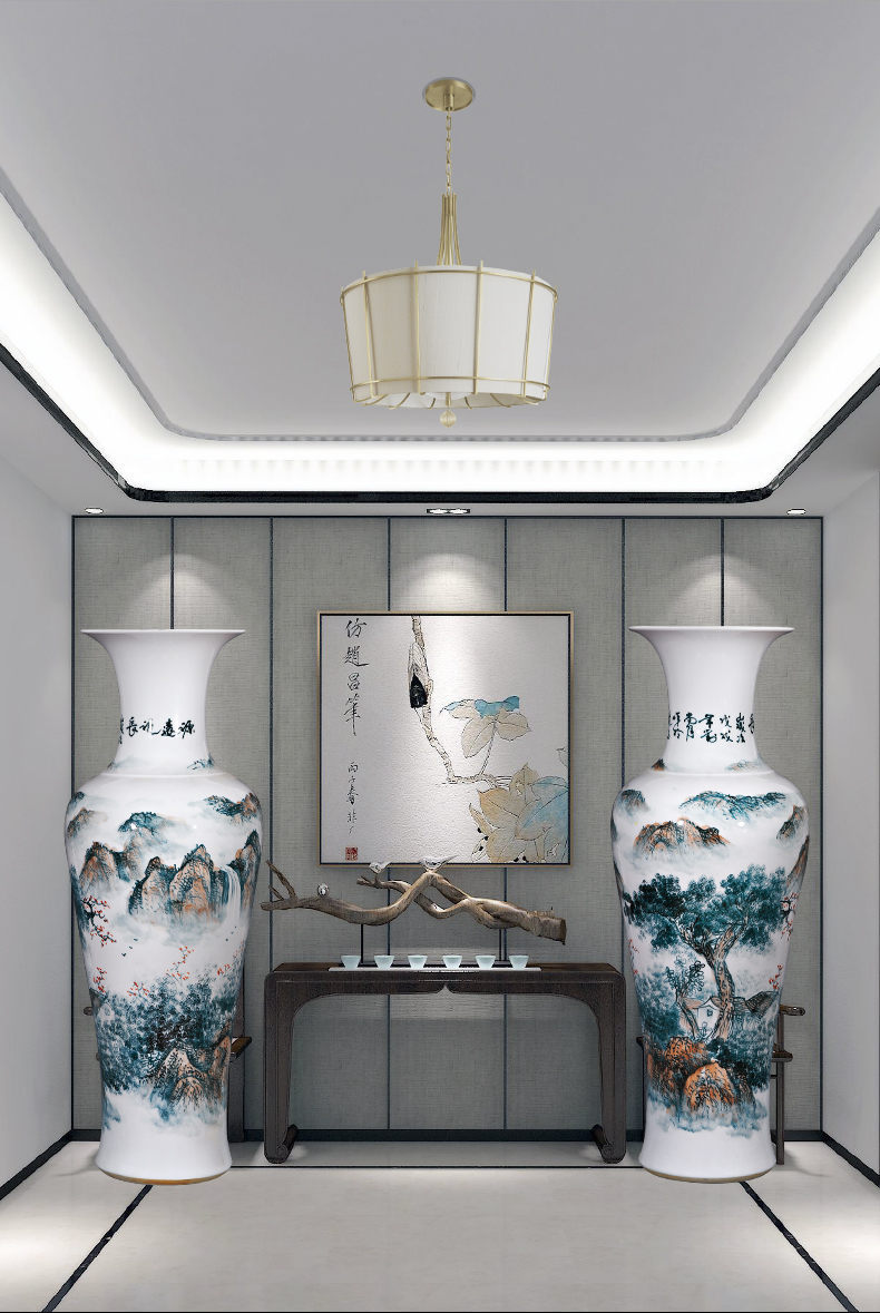 Large Chinese Hand Painted Dragon Ceramic Blue and White Porcelain Floor Vases
