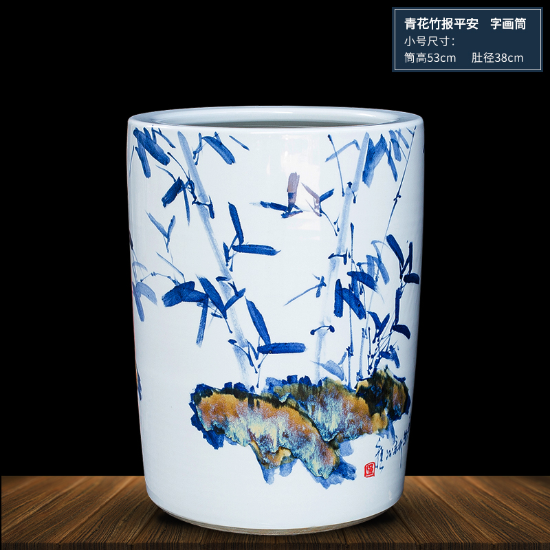 Large Chinese Hand Painted Dragon Ceramic Blue and White Porcelain Floor Vases
