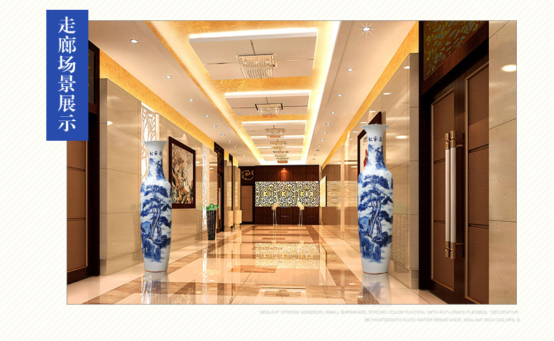 Large Chinese Hand Painted Dragon Ceramic Blue and White Porcelain Floor Vases