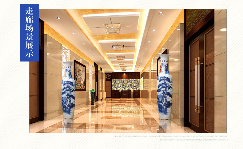 Large Chinese Hand Painted Dragon Ceramic Blue and White Porcelain Floor Vases