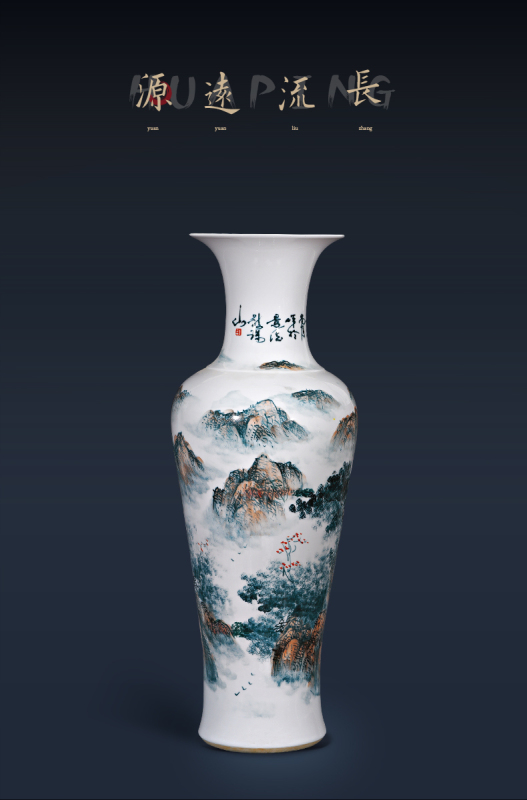 Large Chinese Hand Painted Dragon Ceramic Blue and White Porcelain Floor Vases