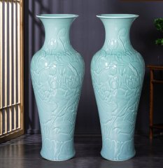 Large Chinese Hand Painted Dragon Ceramic Blue and White Porcelain Floor Vases