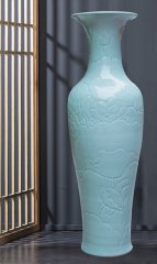 Large Chinese Hand Painted Dragon Ceramic Blue and White Porcelain Floor Vases