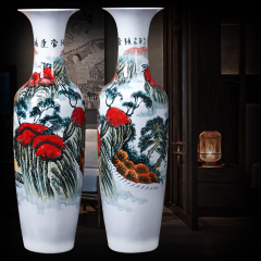 Large Chinese Hand Painted Dragon Ceramic Blue and White Porcelain Floor Vases