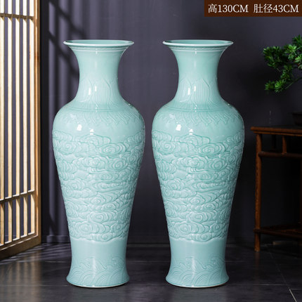 Large Chinese Hand Painted Dragon Ceramic Blue and White Porcelain Floor Vases