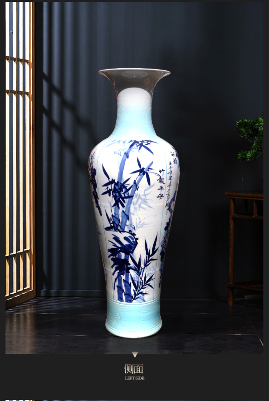 Large Chinese Hand Painted Dragon Ceramic Blue and White Porcelain Floor Vases