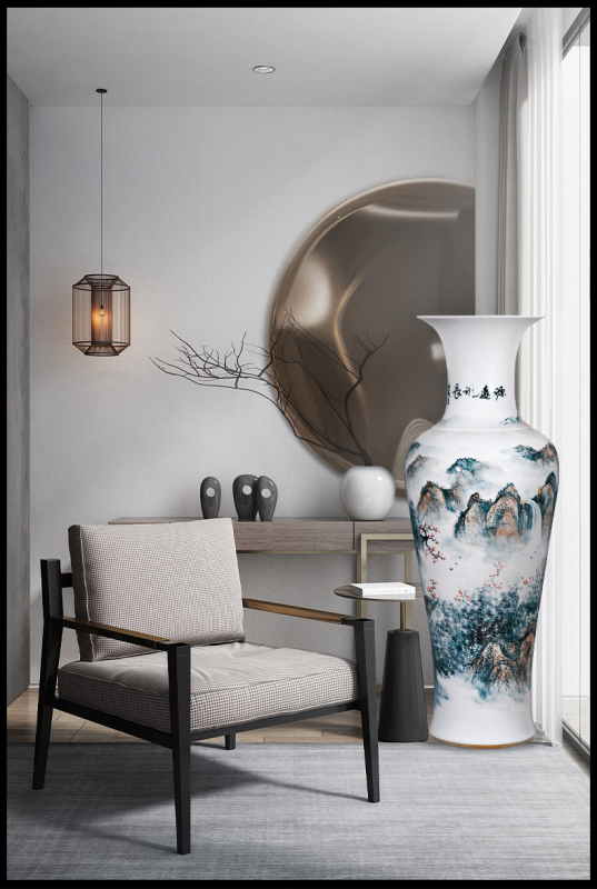 Large Chinese Hand Painted Dragon Ceramic Blue and White Porcelain Floor Vases