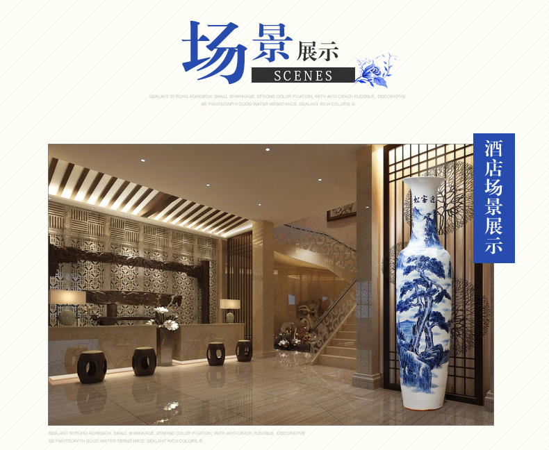 Large Chinese Hand Painted Dragon Ceramic Blue and White Porcelain Floor Vases