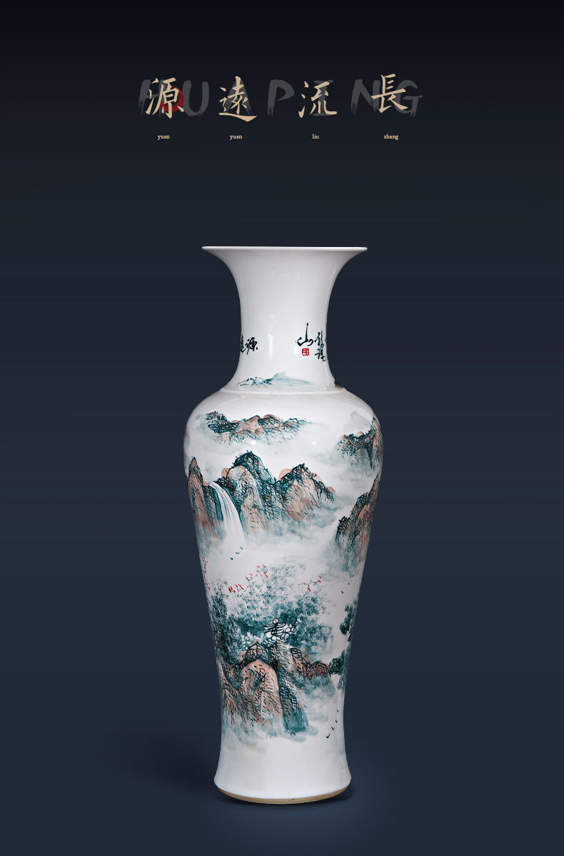 Large Chinese Hand Painted Dragon Ceramic Blue and White Porcelain Floor Vases
