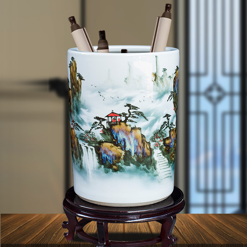 Large Chinese Hand Painted Dragon Ceramic Blue and White Porcelain Floor Vases