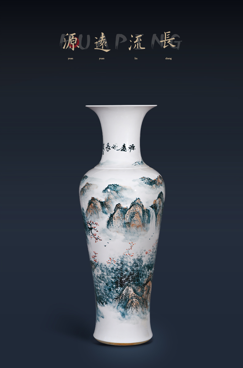 Large Chinese Hand Painted Dragon Ceramic Blue and White Porcelain Floor Vases