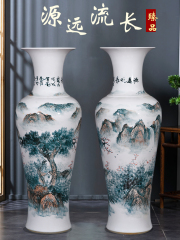 Large Chinese Hand Painted Dragon Ceramic Blue and White Porcelain Floor Vases