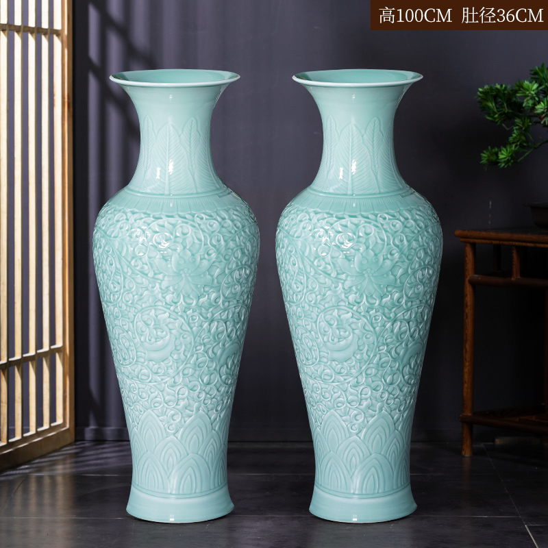 Large Chinese Hand Painted Dragon Ceramic Blue and White Porcelain Floor Vases