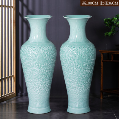 Large Chinese Hand Painted Dragon Ceramic Blue and White Porcelain Floor Vases