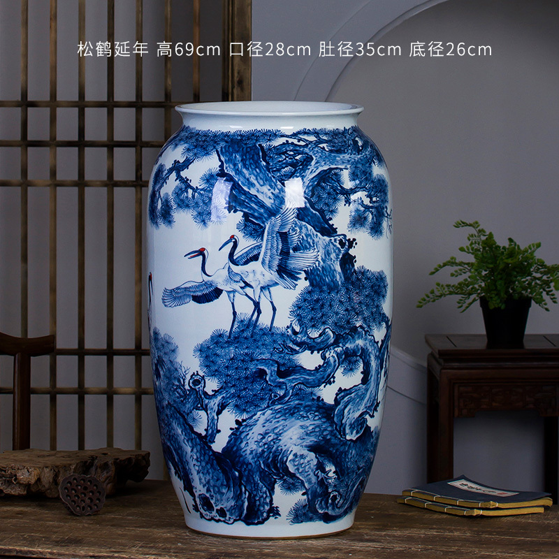 Large Chinese Hand Painted Dragon Ceramic Blue and White Porcelain Floor Vases