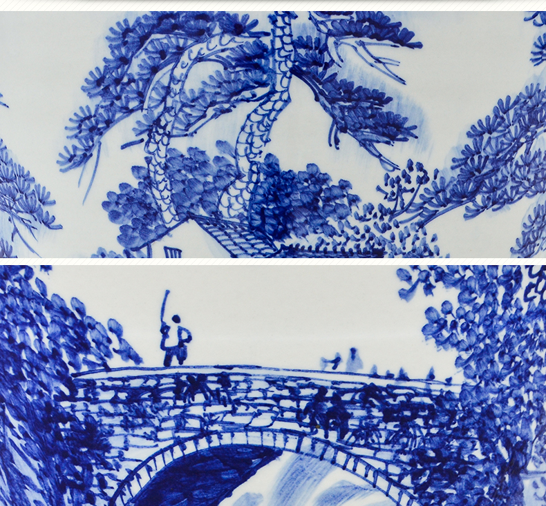 Large Chinese Hand Painted Dragon Ceramic Blue and White Porcelain Floor Vases
