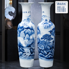 Large Chinese Hand Painted Dragon Ceramic Blue and White Porcelain Floor Vases