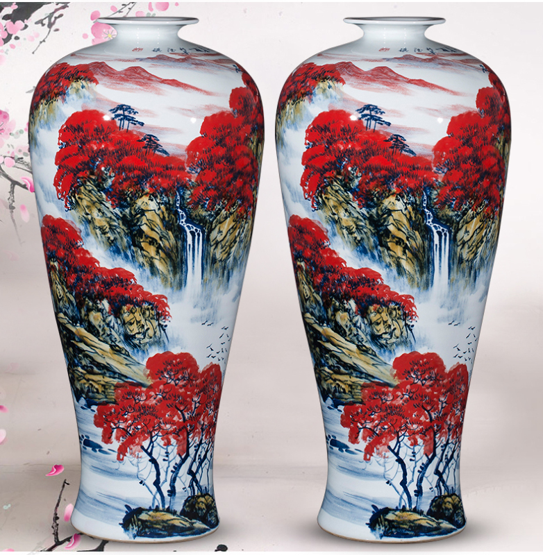 Large Chinese Hand Painted Dragon Ceramic Blue and White Porcelain Floor Vases