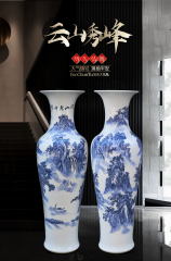 Large Chinese Hand Painted Dragon Ceramic Blue and White Porcelain Floor Vases
