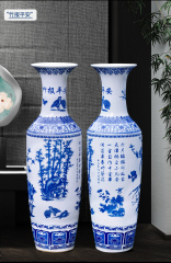 Large Chinese Hand Painted Dragon Ceramic Blue and White Porcelain Floor Vases