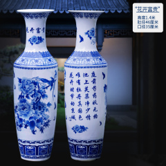 Large Chinese Hand Painted Dragon Ceramic Blue and White Porcelain Floor Vases