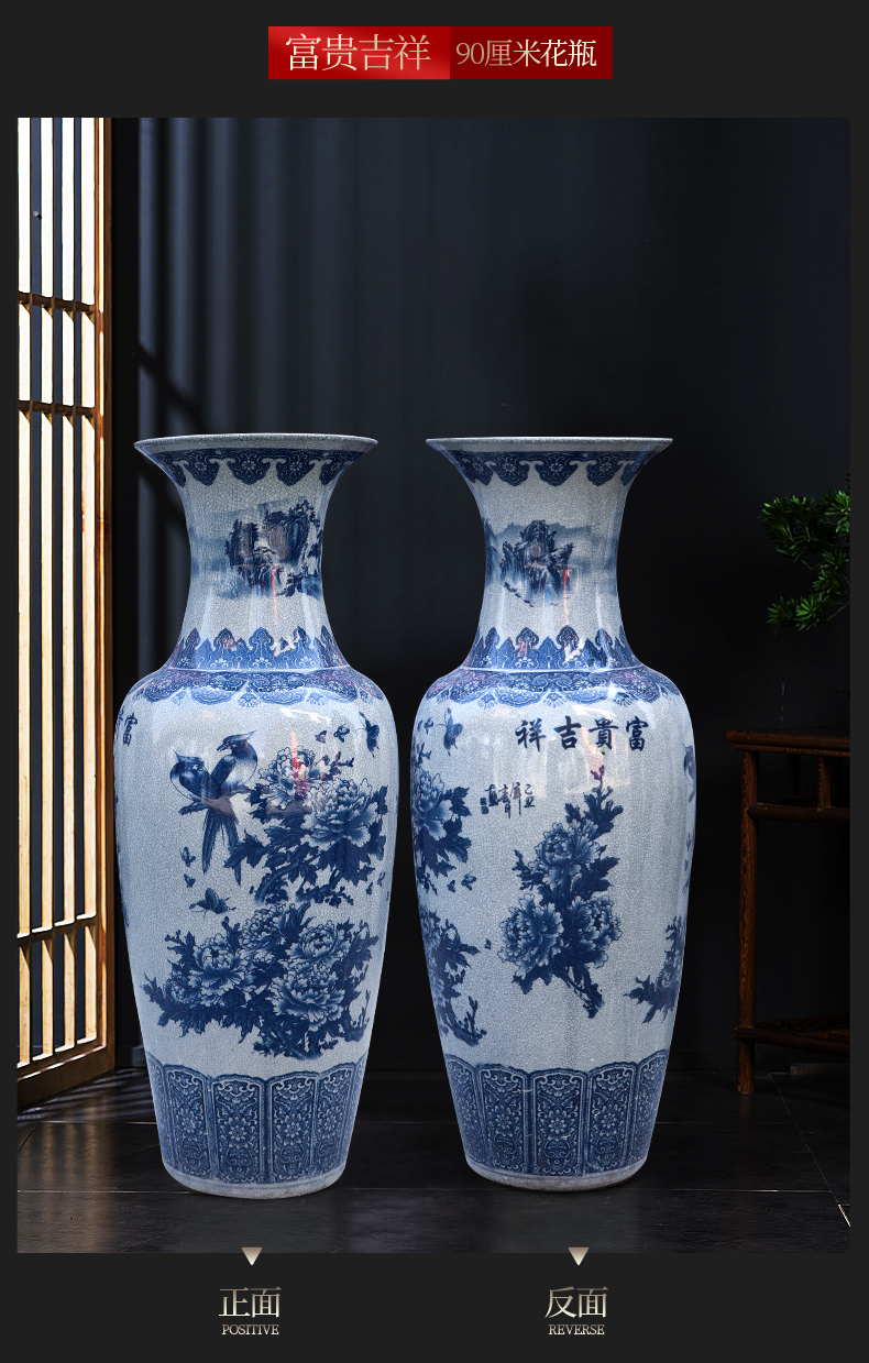 Large Chinese Hand Painted Dragon Ceramic Blue and White Porcelain Floor Vases