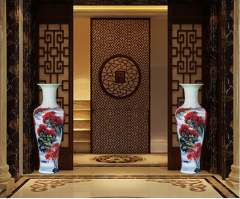 Large Chinese Hand Painted Dragon Ceramic Blue and White Porcelain Floor Vases