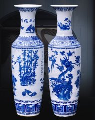 Large Chinese Hand Painted Dragon Ceramic Blue and White Porcelain Floor Vases