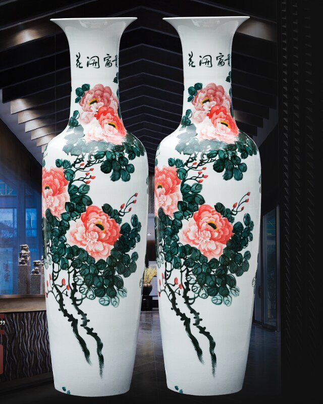 Large Chinese Hand Painted Dragon Ceramic Blue and White Porcelain Floor Vases