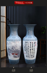 Large Chinese Hand Painted Dragon Ceramic Blue and White Porcelain Floor Vases