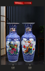 Large Chinese Hand Painted Dragon Ceramic Blue and White Porcelain Floor Vases