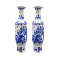 Large Chinese Hand Painted Dragon Ceramic Blue and White Porcelain Floor Vases