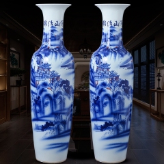 Large Chinese Hand Painted Dragon Ceramic Blue and White Porcelain Floor Vases
