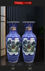 Large Chinese Hand Painted Dragon Ceramic Blue and White Porcelain Floor Vases