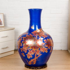 Large Chinese Hand Painted Dragon Ceramic Blue and White Porcelain Floor Vases