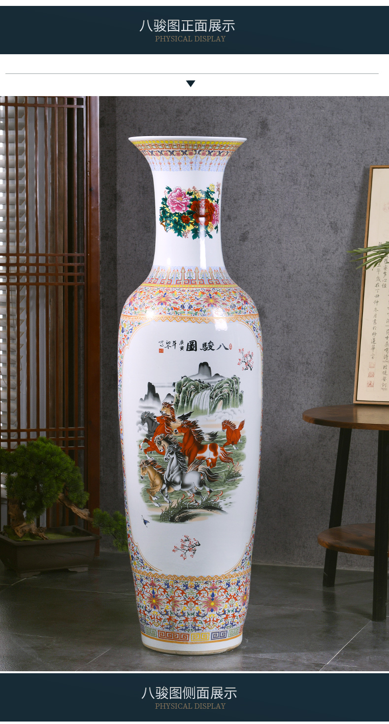 Large Chinese Hand Painted Dragon Ceramic Blue and White Porcelain Floor Vases
